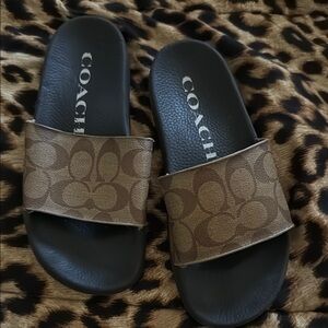Coach Brown Slide Sandals